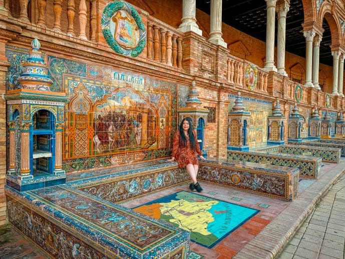 Plaza de Espana tiled benches alcoves